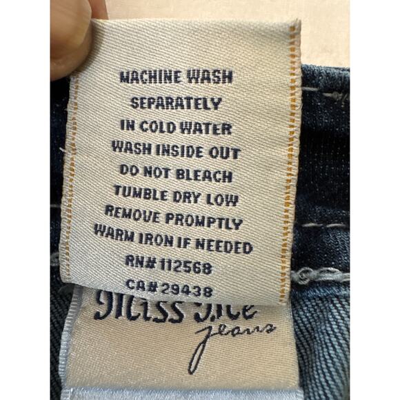 Miss Me Embellished Capri Jeans 32 Bling Studded Whiskered Crop Denim - Picture 9 of 9